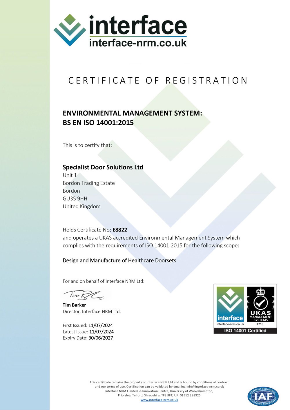 SDS-Interface-ISO-14001-Certificate